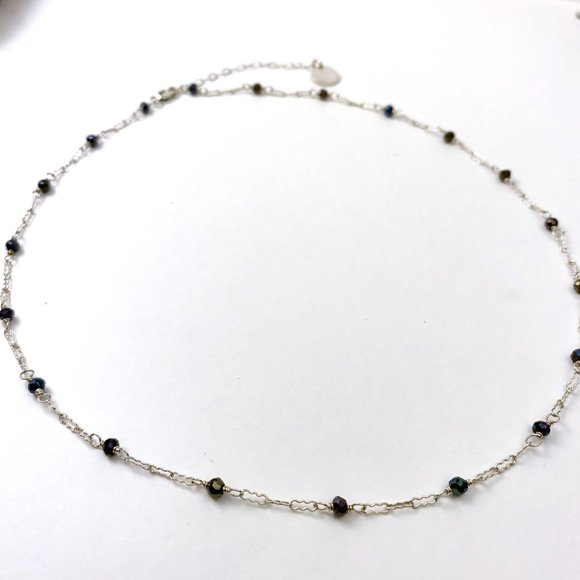 Delicate Sterling 925 Chain and Gemstone Necklace, 16-18" Adjustable NWT - Picture 4 of 7